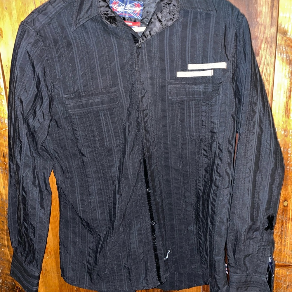English Laundry Black Textured Lightweight Shirt.(Let it Be)